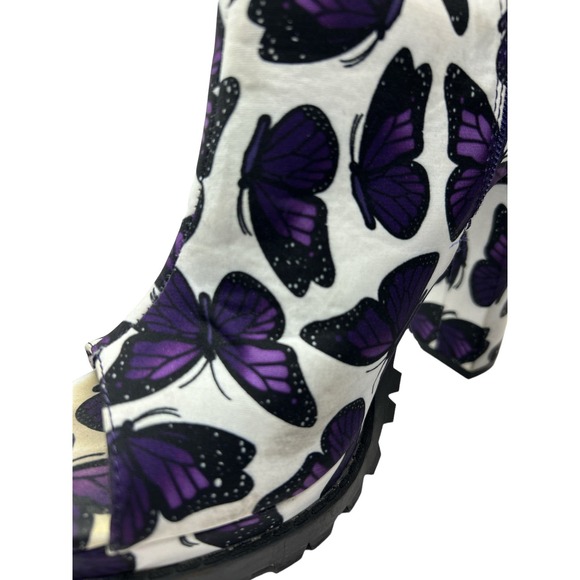 Downtown Dive Butterfly Peep Toe 5" Heel Booties Size 8.5 Purple - Picture 2 of 8
